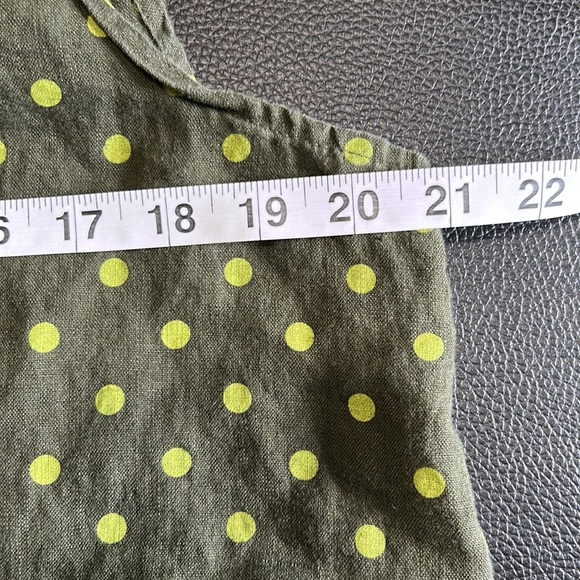 FLAX Linen Olive Green Polka Dot Sleeveless Top Sz M - Picture 10 of 11
